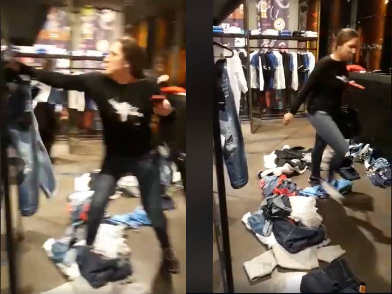 بالفيديو: بطريقة "هستيرية".. امرأة تخرّب متجراً للألبسة في بيروت