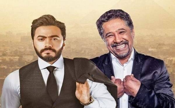 بالصور-كواليس تصوير كليب ديو تامر حسني والشاب خالد
