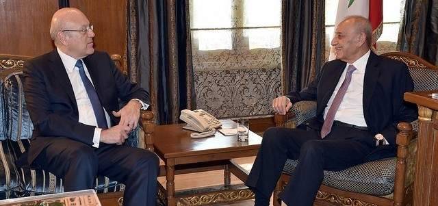 ميقاتي : أبلغت بري تأييدنا له لرئاسة مجلس النواب