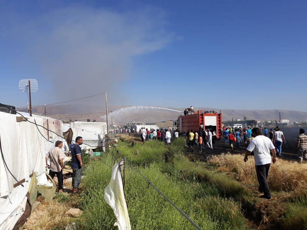 حريق في محاصيل القمح في سهل الدلهمية