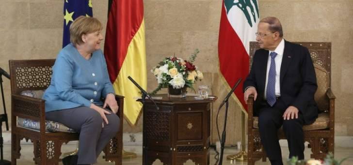 الرئيس عون أكد لميركل ضرورة حل أزمة النازحين وفق تصور لبنان