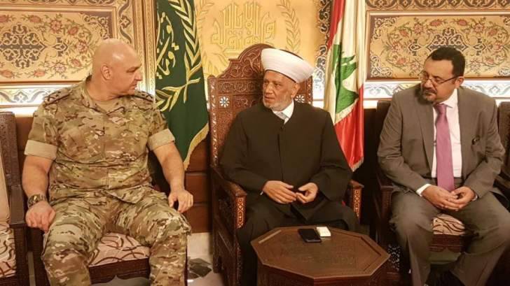 دريان التقى قائد الجيش: الجيش موضع ثقة ومحبة جميع المواطنين