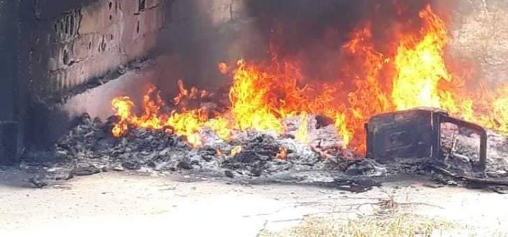 اخماد حريق هشير مقابل منزل النائب أسامة سعد في صيدا