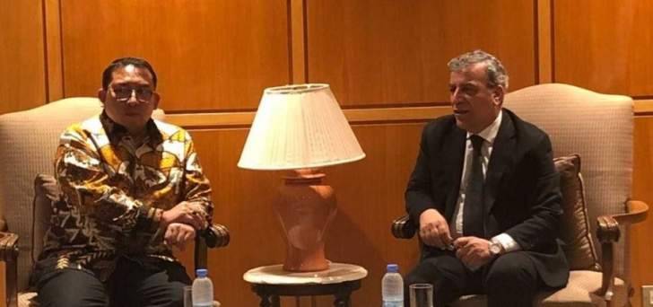 بزي استقبل رئيس مجلس النواب الإندونيسي وعرض معها العلاقات