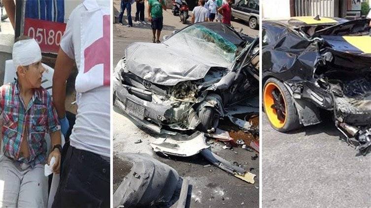 بالصور..جرحى باصطدام شاحنة بعدد من السيارات على طريق بشامون