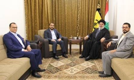 بالصورة.. وفد من الحوثيين يلتقي نصر الله في بيروت