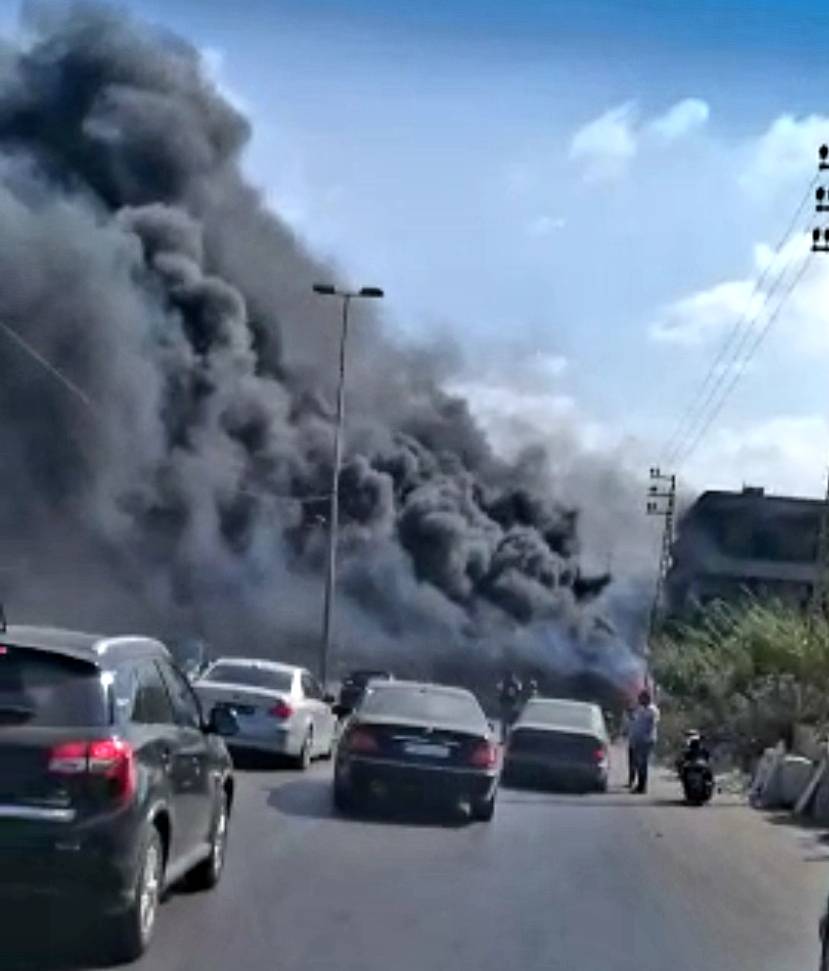 حريق في حقول قصب واعشاب يابسة في المحمرة