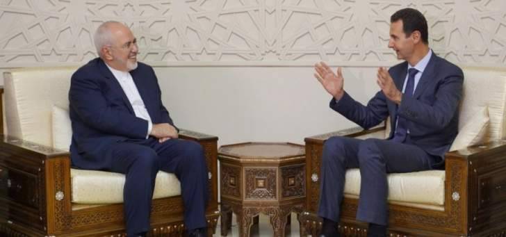 الأسد وظريف يؤكدان ضرورة توسيع العلاقات الثنائية بين ايران وسوريا