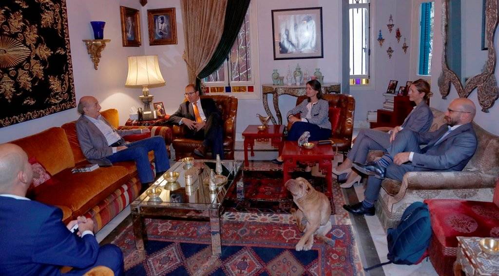 جنبلاط عرض الاوضاع  مع وفد من الاتحاد الاوروبي وسفير مصر