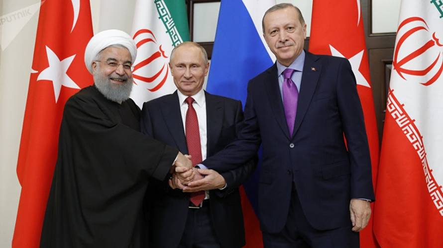 بوتين يقود الاستانة واردوغان وروحاني خلفه واما حليف بوتين الرئيسي هو بشار الاسد