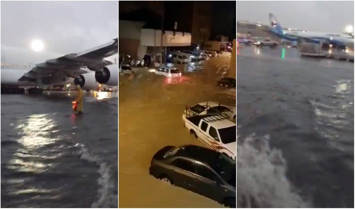بالصور: مطار الكويت يتحوّل إلى «بحر»