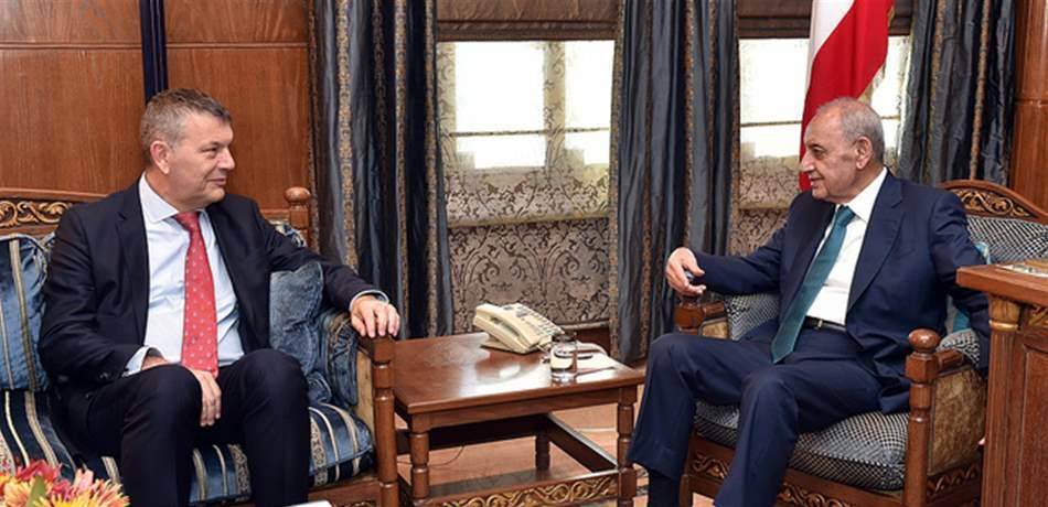 بري استقبل لازاريني والائتلاف النقابي العالمي للتضامن مع فلسطين