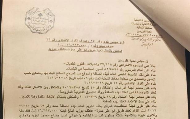 المدعي العام المالي يحقق في إخبار حول تجاوزات مالية وادارية في بلدية كفررمان