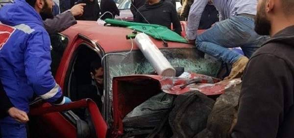 جرحى بحادث سير بين 3 سيارات على اوتوستراد حبوش النبطية