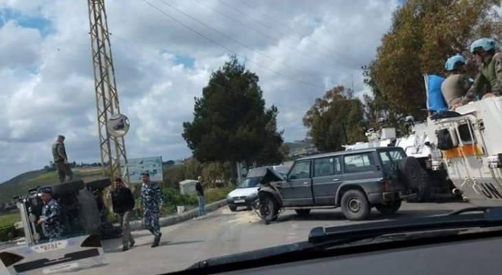 حادث سير بين قوات اليونيفيل وقوى الأمن عند مثلث برج قلاويه - الغندورية