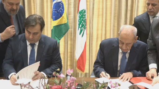 بري يوقع ونظيره البرازيلي بروتوكول تعاون برلماني بين البلدين