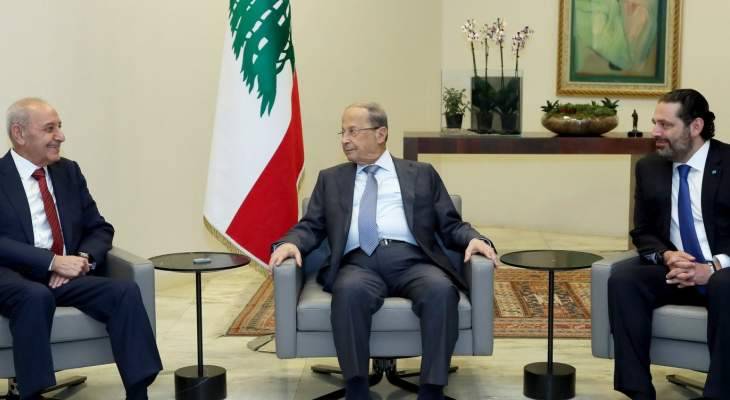 خلوة بين الرئيس عون وبري والحريري قبيل الإفطار الرمضاني في قصر بعبدا