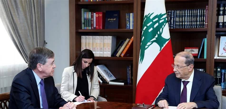 عون إطلع من ساترفيلد على الاتصالات حول ترسيم الحدود البحرية جنوباً