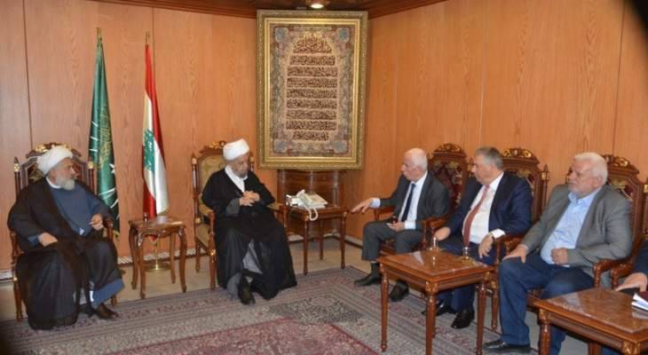 قبلان التقى وفدا فلسطينيا: لوحدة الموقف الفلسطيني في مواجهة صفقة القرن