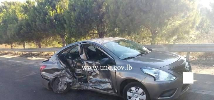 8 جرحى نتيجة تصادم بين 4 سيارات على جسر الزهراني باتجاه صور