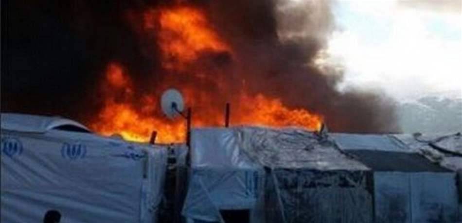 احراق 3 خيم للنازحين السوريين اثر اشكال في رياق