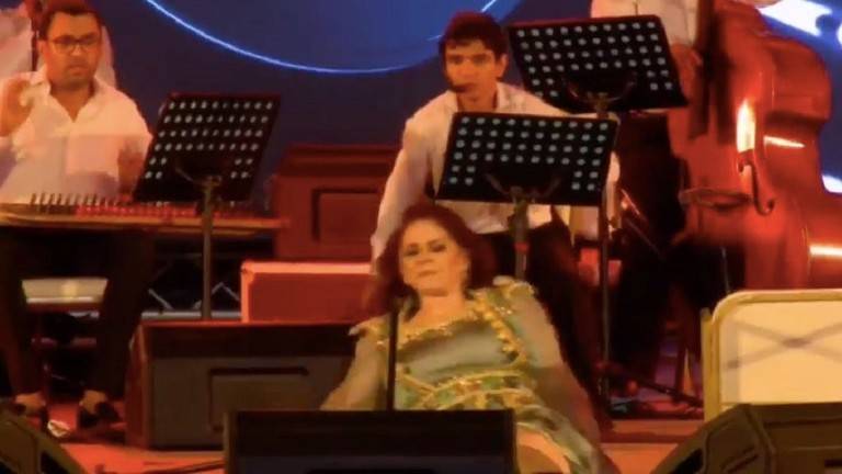 شاهد.. ميادة الحناوي تفقد توازنها وتسقط على خشبة المسرح !