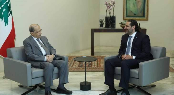 رئيس الجمهورية يلتقي الحريري في هذه الاثناء