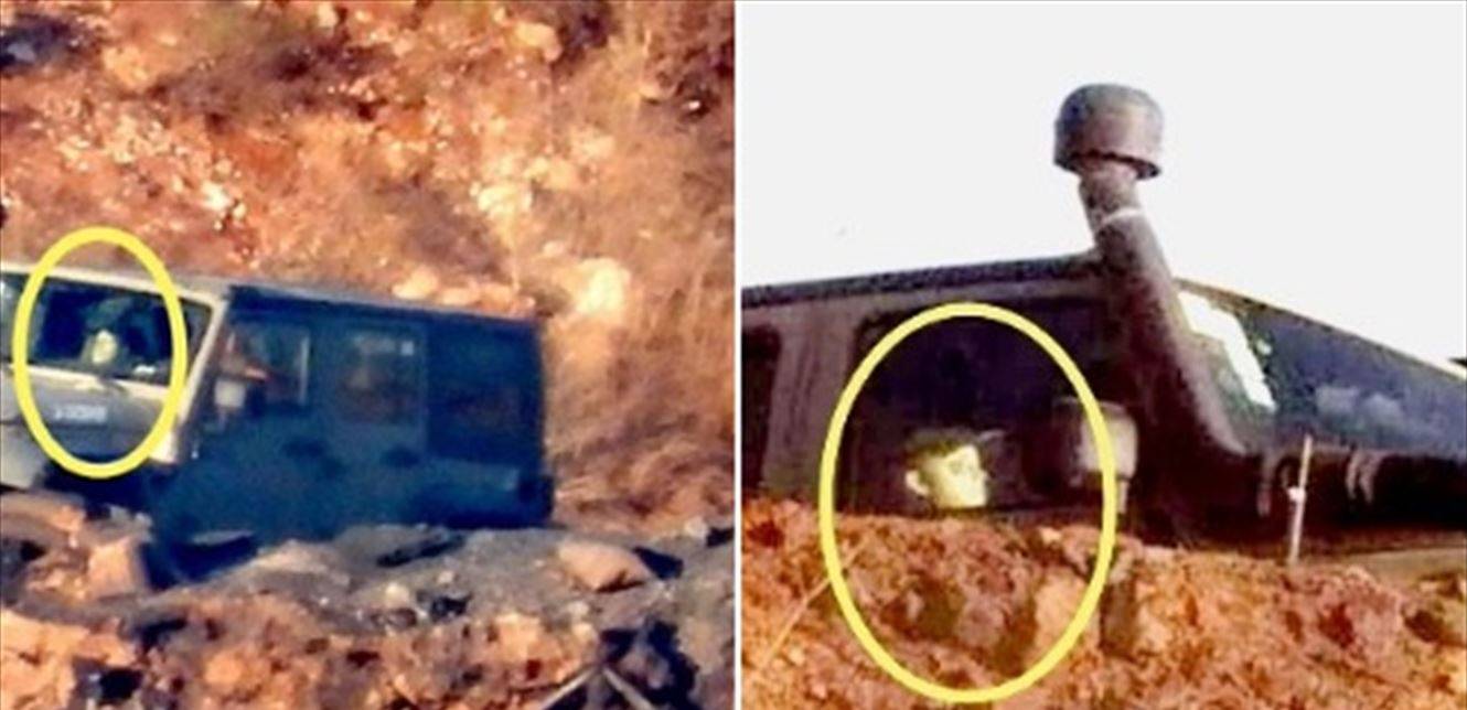 مراسل "المنار"  يكشف فضيحة: مجسمات بشرية بآليات الجيش الاسرائيلي على الحدود (صورة)