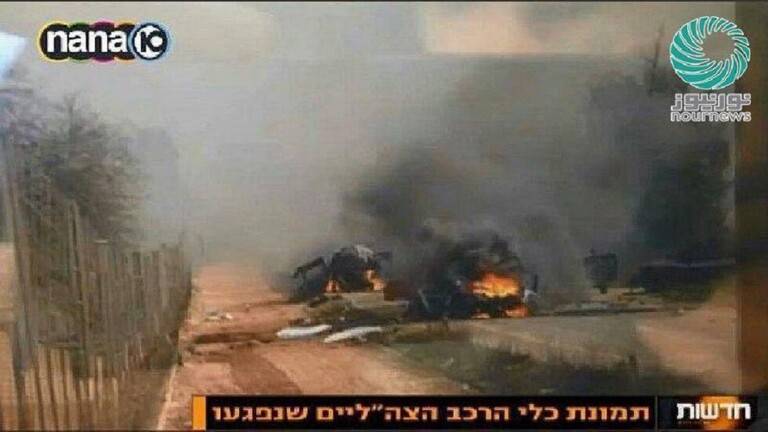 العربة الإسرائيلية التي استهدفها حزب الله بقذيفة في ثكنة أفيميم (صورة)