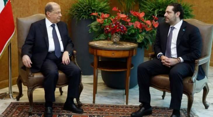 الحريري وصل الى بعبدا ويلتقي الرئيس عون قبيل جلسة الحكومة
