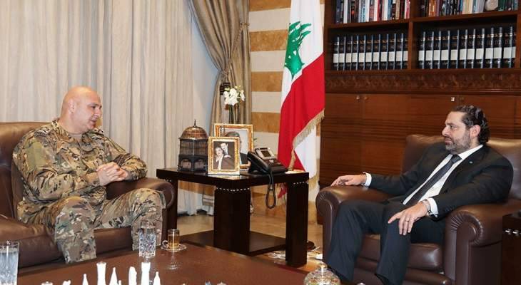 الحريري التقى قائد الجيش وعرض معه الاوضاع الامنية في البلاد