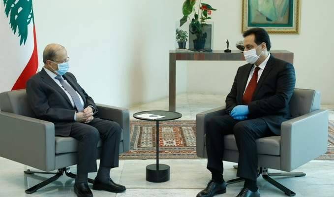 دياب اثر لقائه الرئيس عون: يأتي باطار التنسيق بمسار المفاوضات مع صندوق النقد