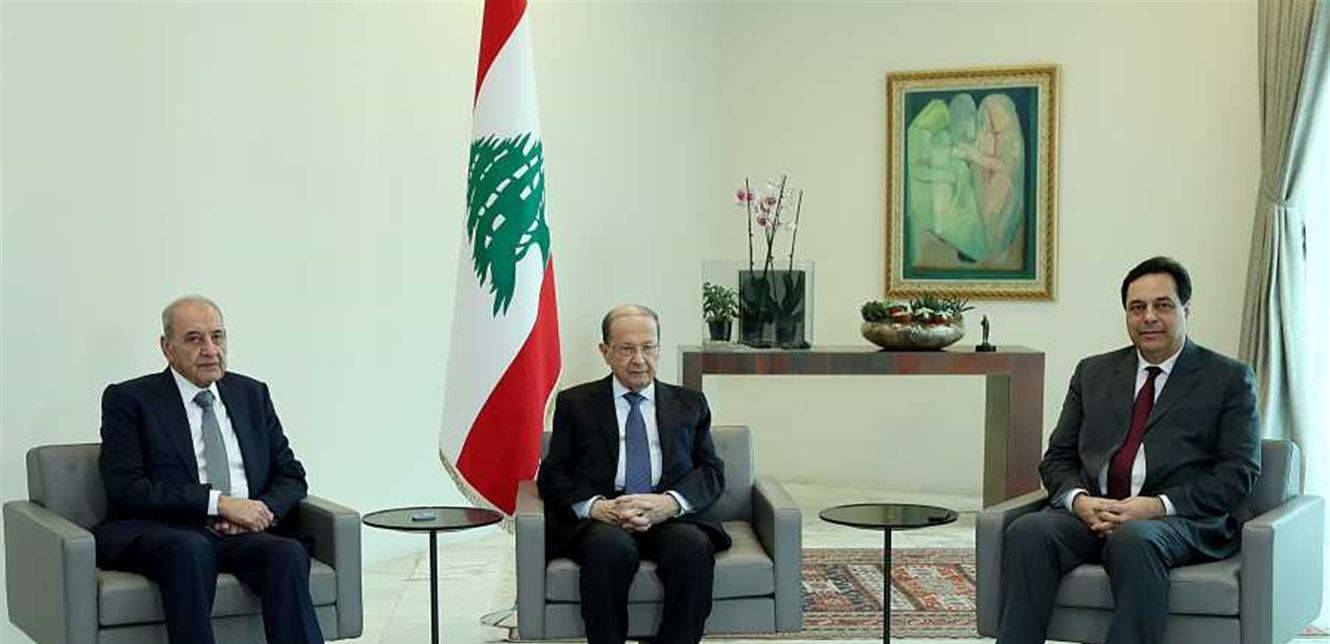 اجتماع رئاسي ثلاثي قبيل جلسة مجلس الوزراء الاستثنائية بعد الظهر
