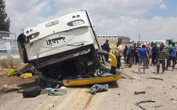 اعتداء ارهابي على حافلة للجيش السوري في درعا الاسد وعقيلته في ريف دمشق