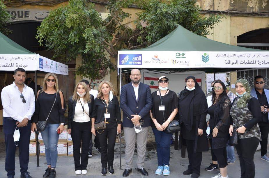 القائم بأعمال السفارة العراقية يزور خيمة مساعدات المنظمات الشبابية العراقية بمشاركة فاعلة لمركز الاعلاميات العربيات- لبنان