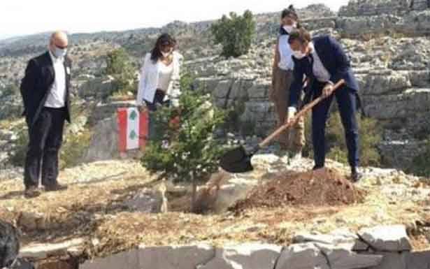 ... وغرس أرزة في محميّة جاج .. والأهالي لماكرون : أكثرية الشعب اللبناني تؤيد عون
