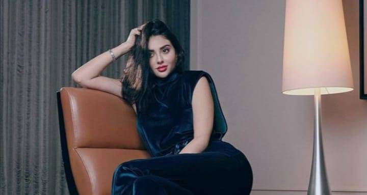 الفنانة العربية مريم حسين تتألق بالزي المخملي