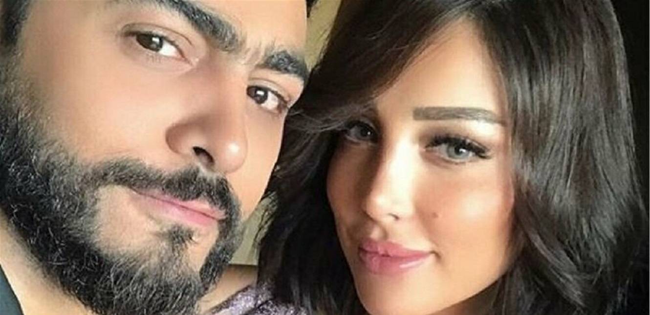 بسمة بوسيل تحتفل بهدية تامر حسني لها (فيديو)