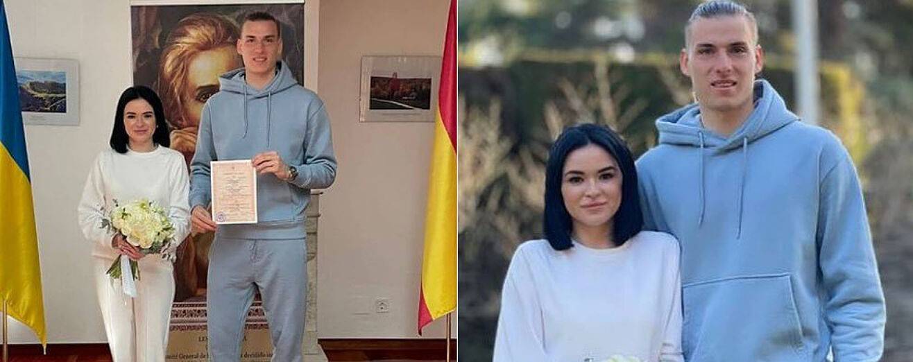 حارس مرمى ريال مدريد وعروسه يحتفلان بزفافهما بملابس رياضية