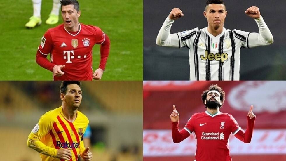 الحذاء الذهبي.. صلاح خارج قائمة "العشرة الكبار" وليفاندوفسكي يتفوق على ميسي