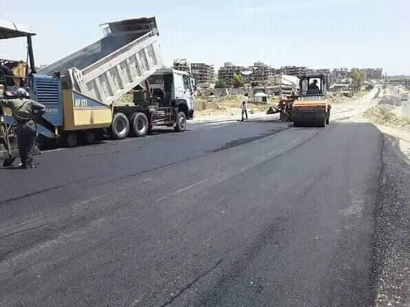 أعمال تزفيت عل أوتوستراد البالما وتحويل السير