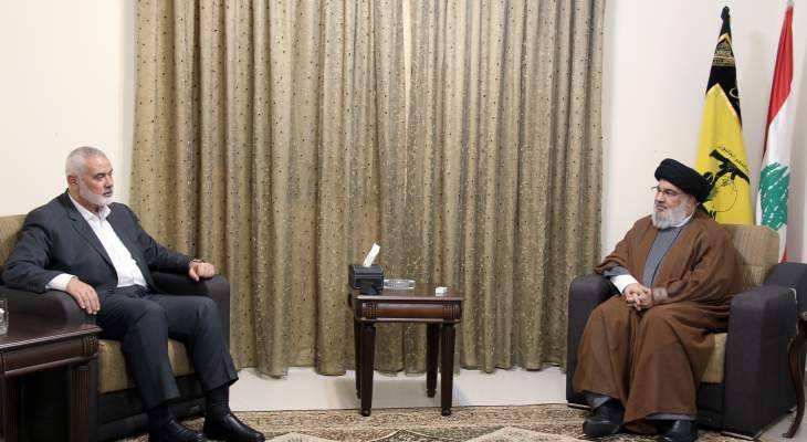 السيد نصرالله التقى هنية وأكدا عمق العلاقة بين الحزب وحماس