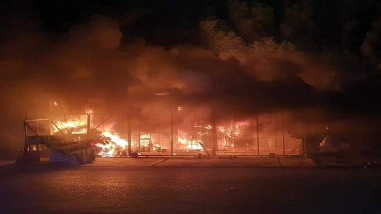 حريق في قاعدة الإمام علي الجوية جنوبي العراق