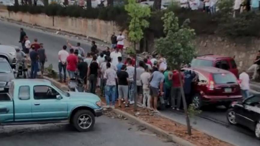 قطع طريق النبطية الزهراني عند جسر حبوش
