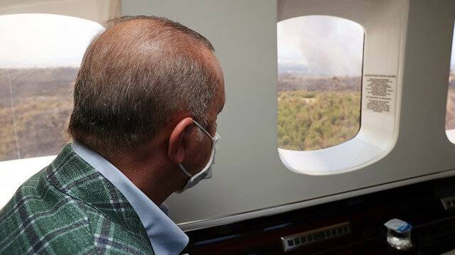 اردوغان يتفقد الحرائق ويتوعد المتسببين بها