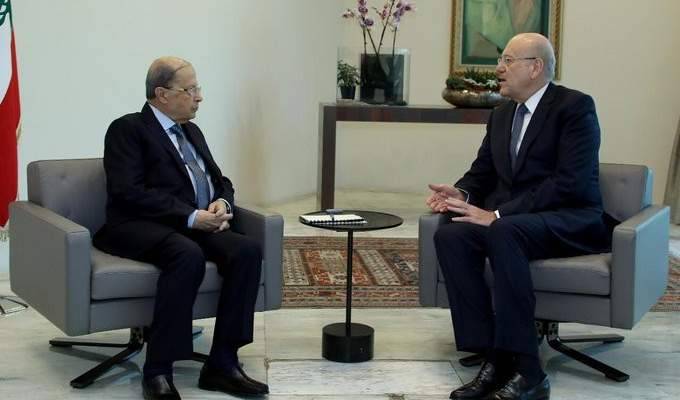 هل طلب عون من ميقاتي توقيع تعهد لإقالة مسؤولين عند التشكيل؟