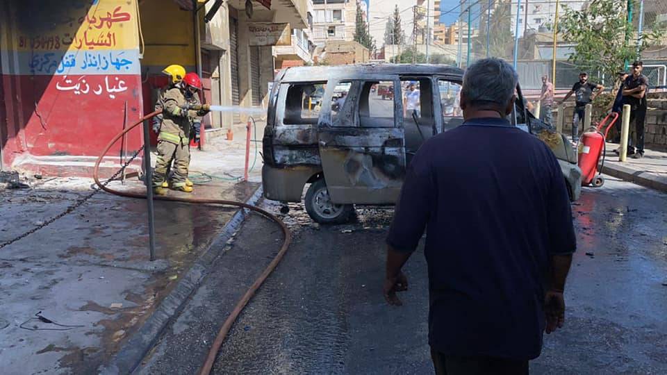 إهماد حريق فان لنقل الركاب في تحويطة الغدير