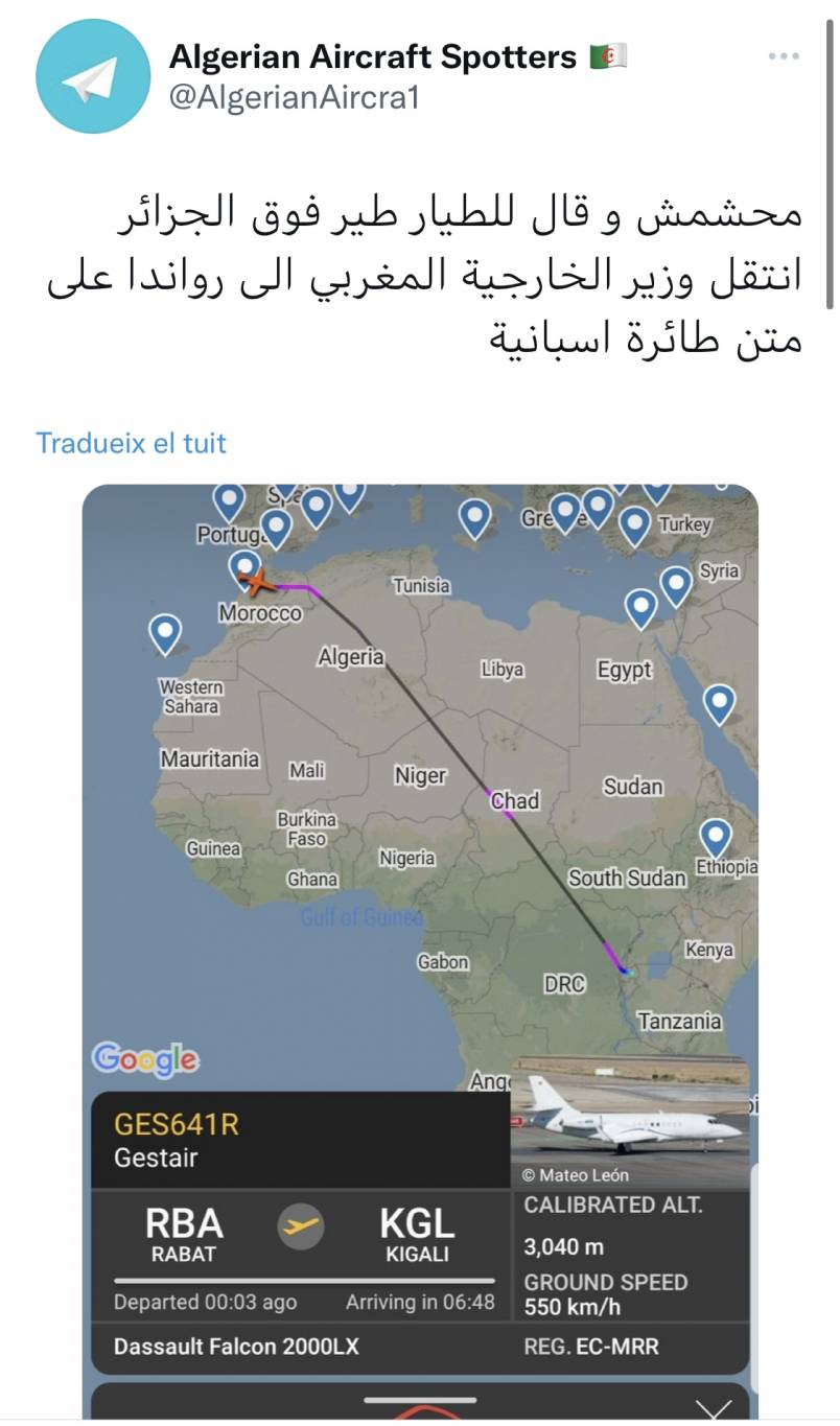 وزير الخارجية المغربي "انتهك" المجال الجوي الجزائري بطائرة إسبانية