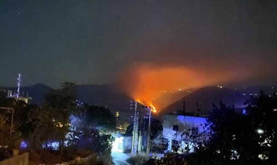 حريق كبير في خراج بلدة بزال