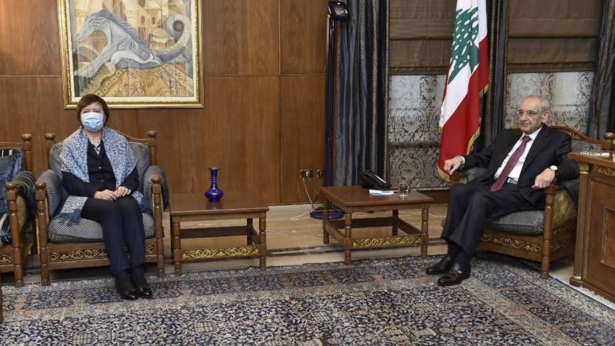 بري بحث الأوضاع العامة مع المنسقة الخاصة للأمم المتحدة في لبنان